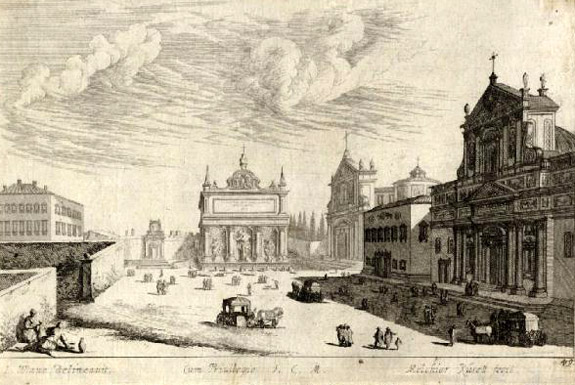 Johann Wilhelm Baur,Place d'Espagne à Rome ( ?, avant 1640, date indéterminée)